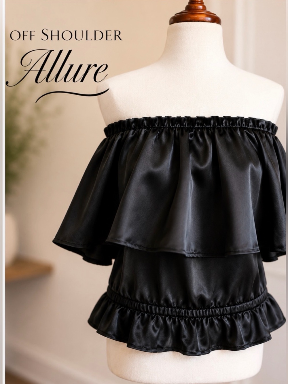 Rachel Lym Off Shoulder Black Ruffle Blouse | Small | Flounce Top